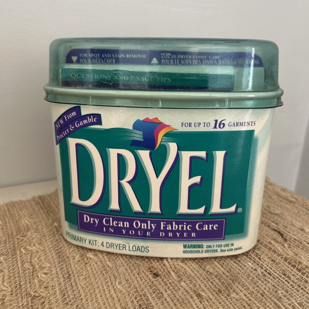 Vintage Dryel Fabric Care Kit 12 Loads Open Box Complete 1997 Home Dry Cleaner